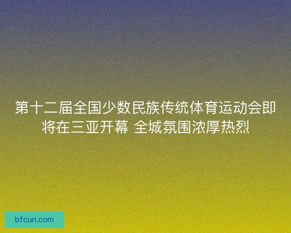 第十二届全国少数民族传统体育运动会即将在三亚开幕 全城氛围浓厚热烈
