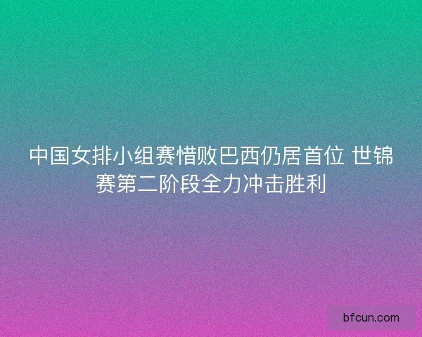 中国女排小组赛惜败巴西仍居首位 世锦赛第二阶段全力冲击胜利